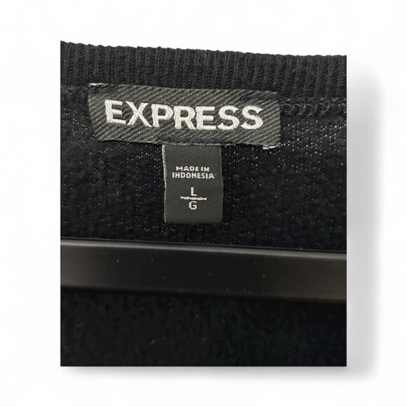 Express Long Sleeve Animal Print Pullover Sweater - Black - Size: Large - Picture 4 of 4